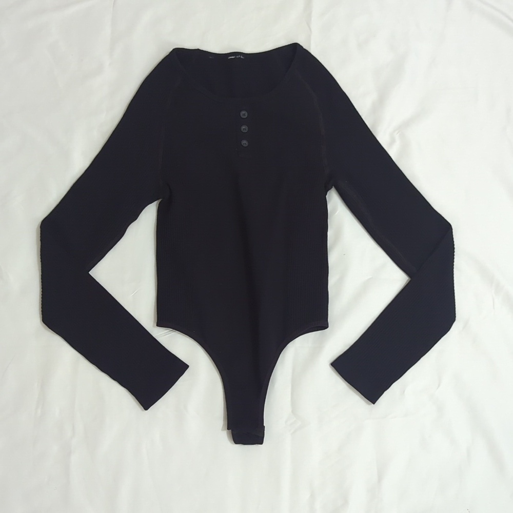 Gymshark Power Down Long Sleeve Bodysuit, Color Black Size S